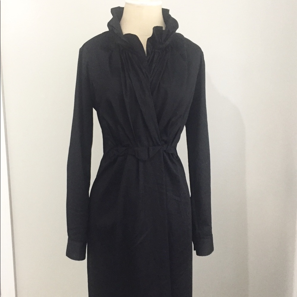 Ellie Tahari Black Ruffle Collar Dress Size 4 - Picture 7 of 7